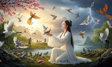 Princess Miao Shan Saving Birds Landscape