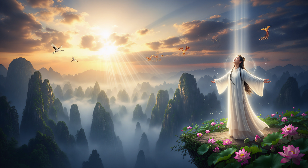 kuan yin and red bird 1000x600