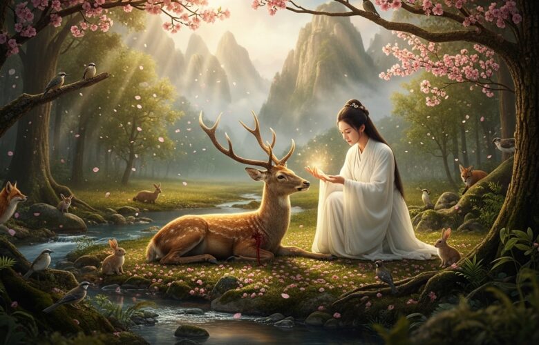 Princess Miao Shan mit dem Hirschen